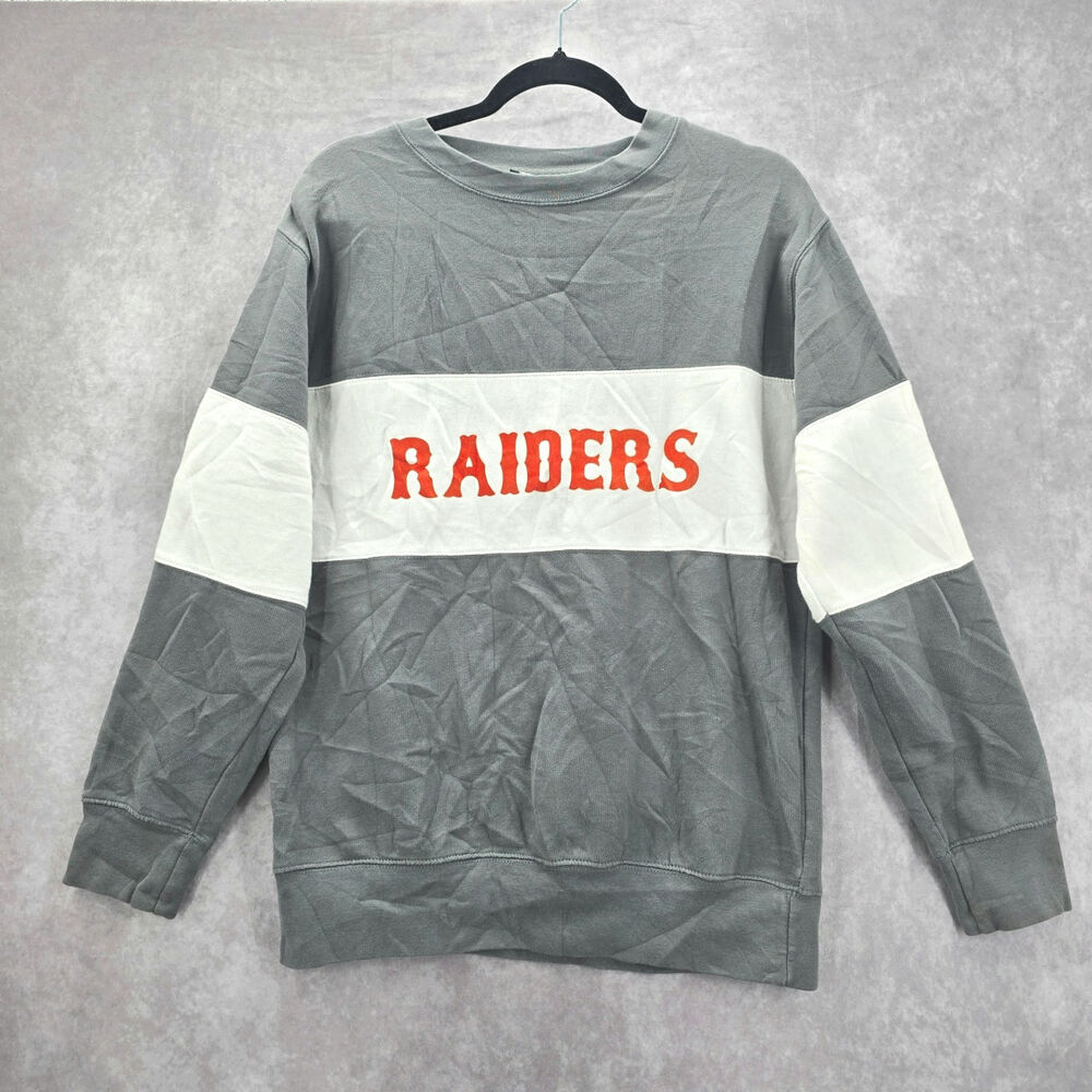 Fan Cloth‎ Gray White Team Sweatshirt Sweater Pullover Raiders Medium